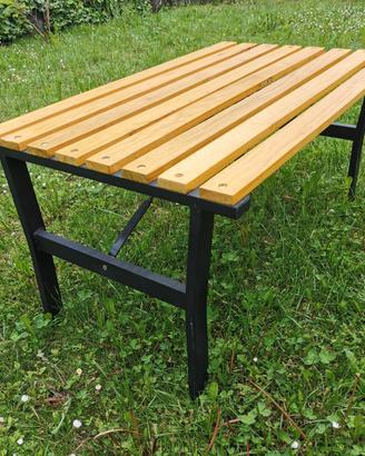 Tavolo da giardino basso legno e metallo 92x57x46h