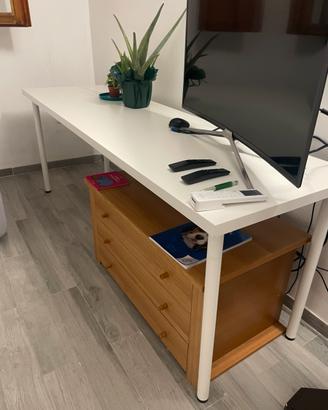 Tavolo bianco 200 × 60 cm con gambe smontabili
