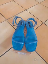 Sandali Bassi Zara in Camoscio Blu Elettrico