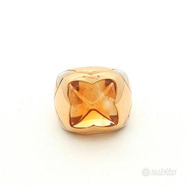 Anello BVLGARI Piramide in oro bicolore con quarzo