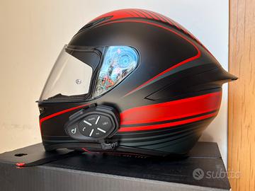 Casco K1 AGV E2205 MULTI WARMUP MATT BLACK/RED - L