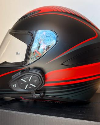 Casco K1 AGV E2205 MULTI WARMUP MATT BLACK/RED - L