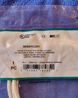 Cavo rete Panduit NK5EPC2MY - 2 mt., Col. Bianco