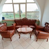 Salotto barocco in vera pelle– Divano + 2 poltrone