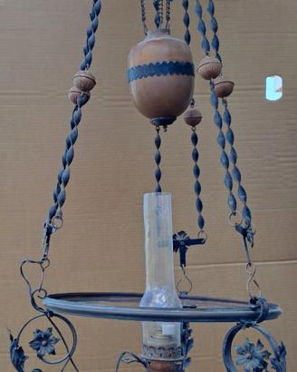 Lampadario d’epoca in rame e ferro