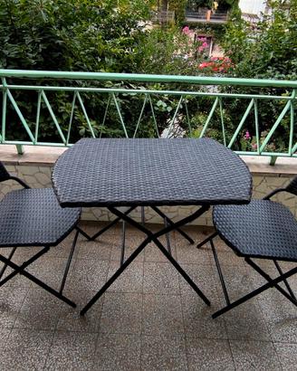 Set Tavolo+Sedie Balcone/Giardino Pieghevoli