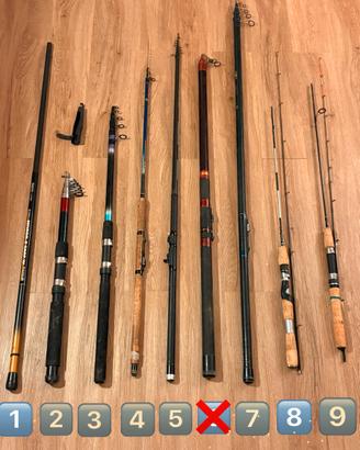 Set 9 canne fa pesca ottime  condizioni
