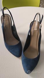 scarpe donna camoscio blu n 38