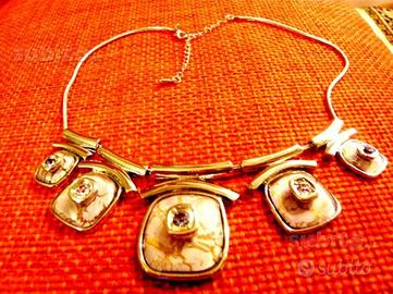 Collana tribale con pietre e smalti nuova