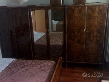 Camera matrimoniale artigianale del 1960 in radica