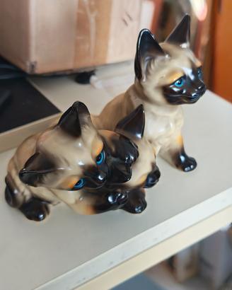 Gatti siamesi in ceramica - made in Japan