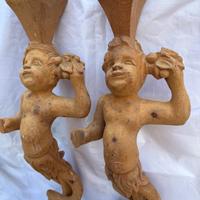 Coppia putti in legno