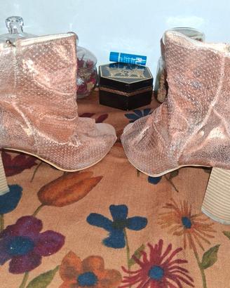 Stivaletti Tronchetti dorati n.39 Open Toe, tacchi