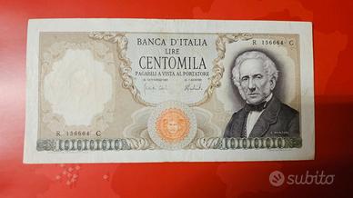 LIRE 100.000 MANZONI decr.6/2/1974 Carli Barbarito