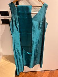 Abito donna elegante in seta  color ottanio