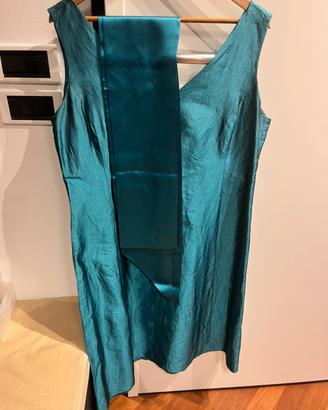 Abito donna elegante in seta  color ottanio