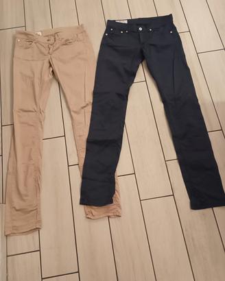 Marella –coppia Pantaloni blu&beige donna taglia27