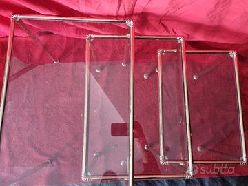 Tavolini originali d'epoca, set in vetro / metallo