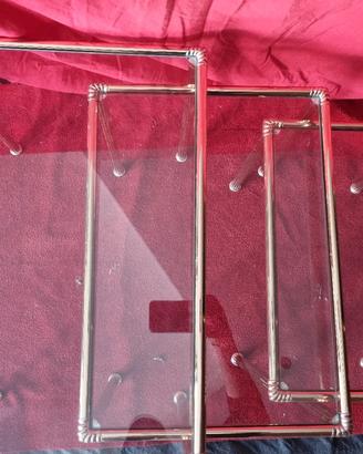 Tavolini originali d'epoca, set in vetro / metallo