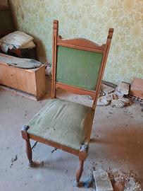 4 sedie vintage legno e tessuto