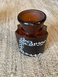 Boccetta di vetro vintage decorata a mano