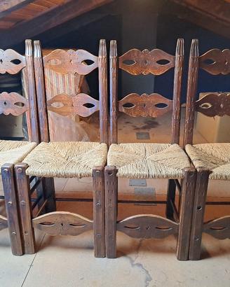 sedie legno  seduta in paglia  6 pezzi