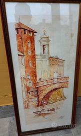 Dipinto " Isola Tiberina" Roma.