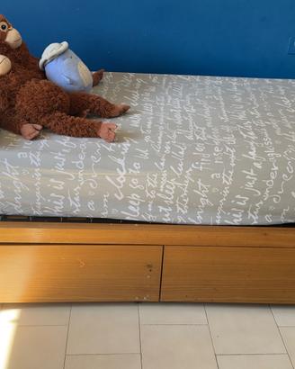 Letto singolo in legno con cassetti – usato