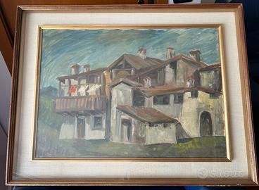 ETTORE PIAZZALUNGA dipinto "Rustici Val Brembana"
