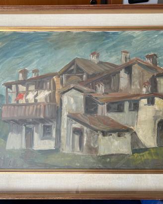 ETTORE PIAZZALUNGA dipinto "Rustici Val Brembana"