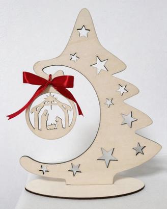 albero di Natale, in legno, con pallina