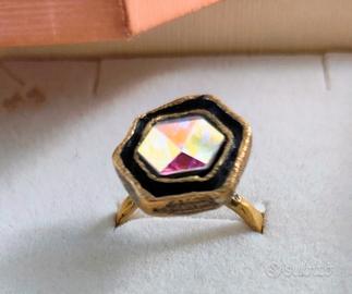 anello artigianale regolabile con cristallo