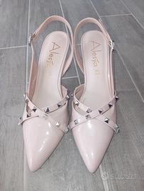 Scarpe Alesya rosa con borchie 