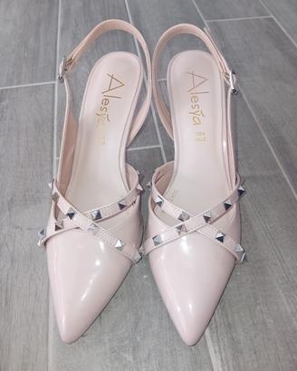 Scarpe Alesya rosa con borchie 