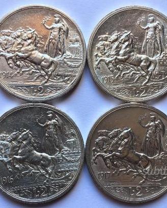 Serie 2 lire argento 1914.1917 Quadriga Briosa