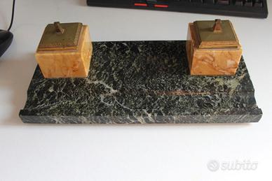 Art Deco Porta Calamaio in marmo Inkwell Desk Set