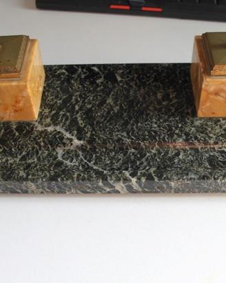 Art Deco Porta Calamaio in marmo Inkwell Desk Set