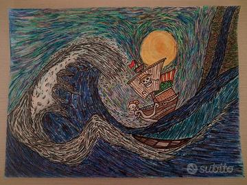 Disegno originale di One Piece con la Going Merry