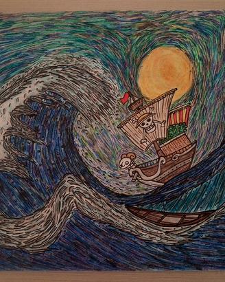 Disegno originale di One Piece con la Going Merry