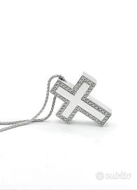 Girocollo con croce oro 18 kt e diamanti Salvini