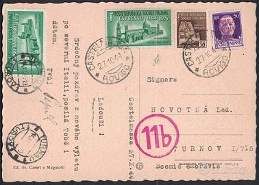 R.S.I. Cartolina spedita da Italia '44 per Turnov.