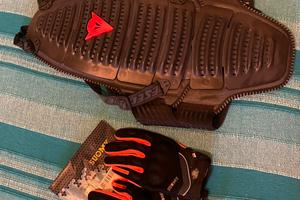 Para schiena moto Dainese e guanti Suomy
