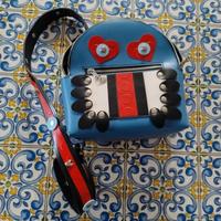 borsa mano/tracolla blu e rossa