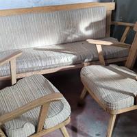 Set panca e 2 sedie vintage legno  con cuscini