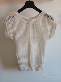Top bianco in maglia traforata Clockhouse (C&A)