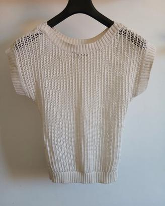 Top bianco in maglia traforata Clockhouse (C&A)