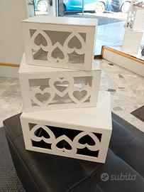 Set 3 cassette legno bianco