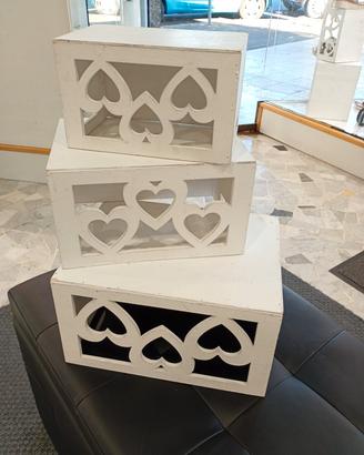 Set 3 cassette legno bianco