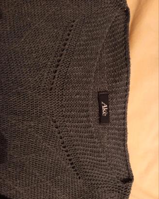 Maglione donna Akè grigio antracite  asimmetrico 