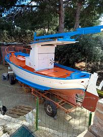 Barca in legno + Carrello di traino